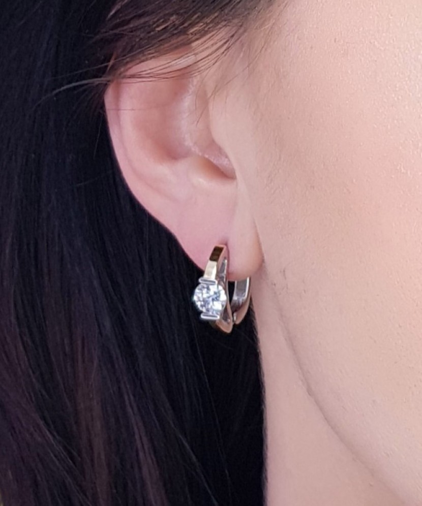 Apzeltīti sudraba auskari ar cirkonijiem