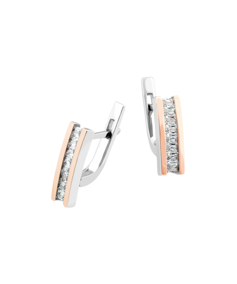 Apzeltīti sudraba auskari ar cirkonijiem