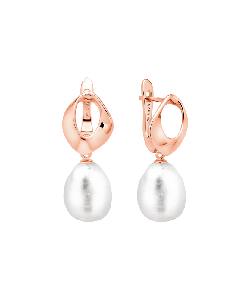 Apzeltīti Sudraba Auskari Ar Pērlēm