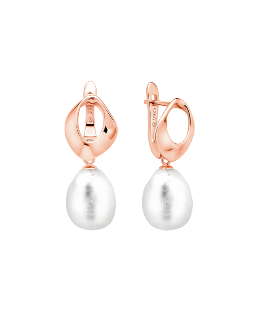 Apzeltīti Sudraba Auskari Ar Pērlēm