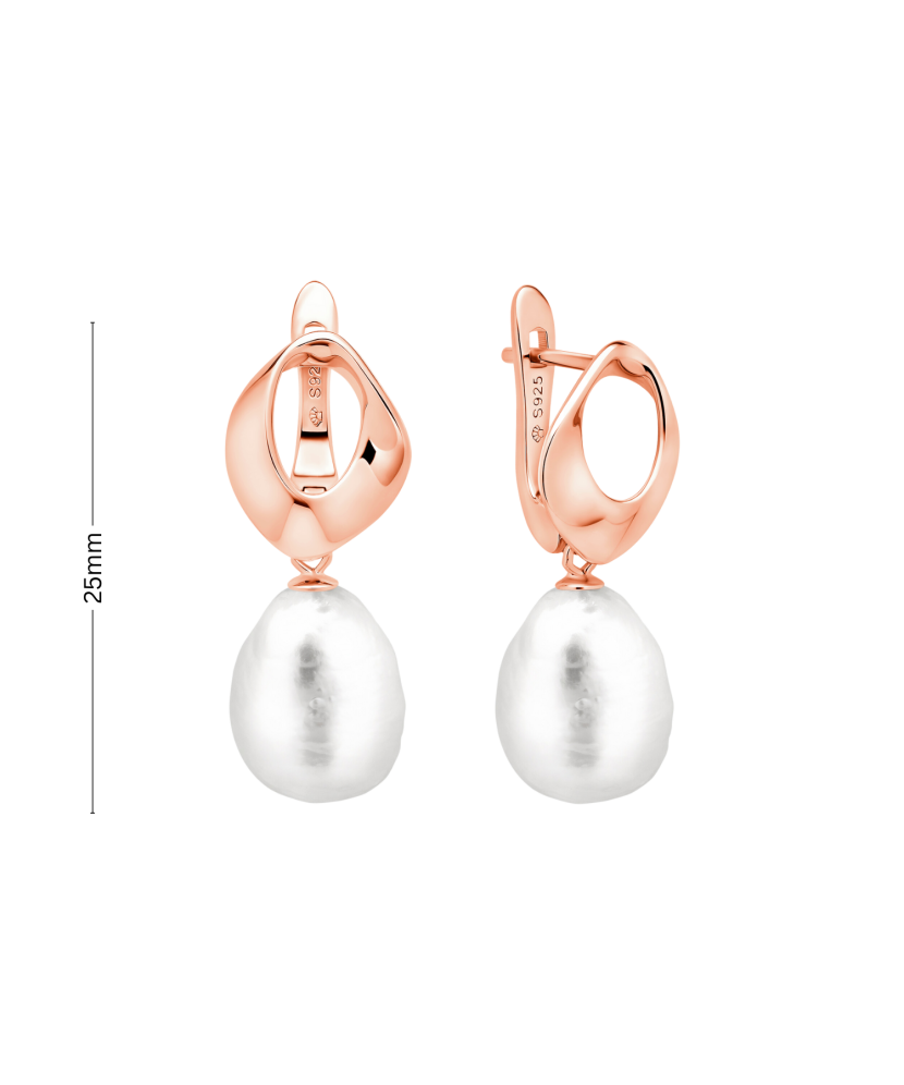 Позолоченные серьги из серебра с жемчугом