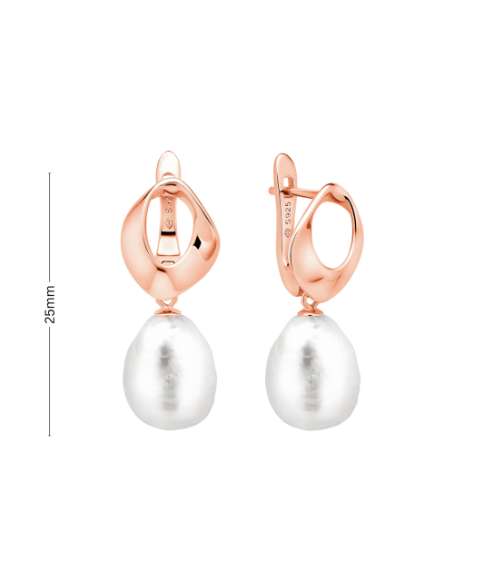 Позолоченные серьги из серебра с жемчугом