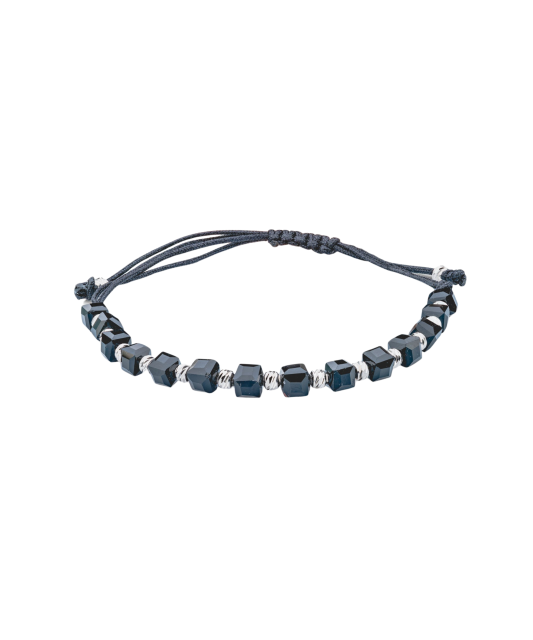 Melnā diega rokassprādze ar sudrabu un oniksiem