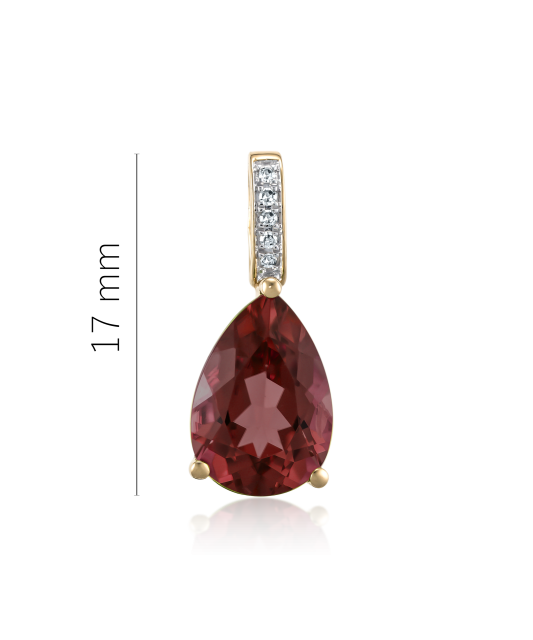 Dzeltena zelta kulons ar dimantiem un granātu