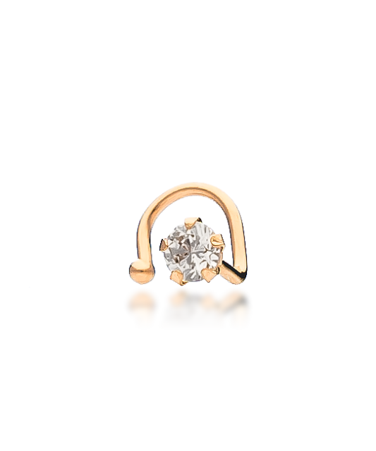 Золотая серьга в нос с цирконом