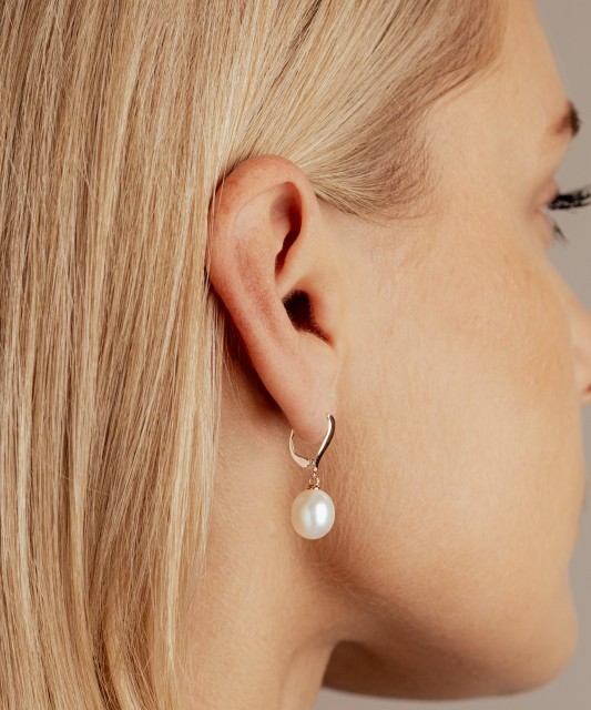 Zelta auskari ar pērlēm un cirkoniju - Goldinga