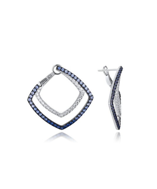 Серьги из серебра с цирконом и шпинели