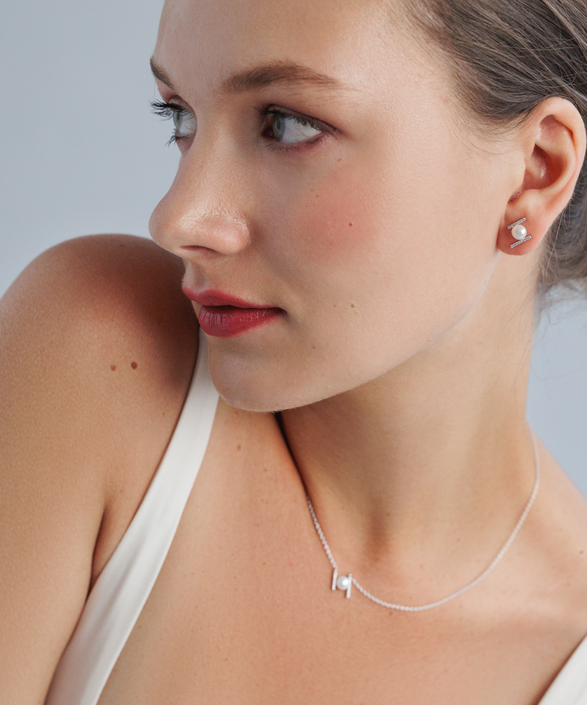 Sudraba auskari ar pērlēm un cirkonijiem