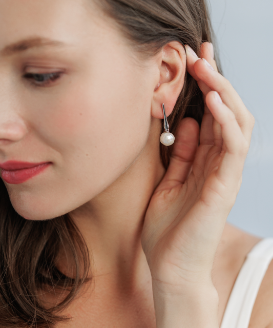 Серьги из серебра с жемчугом