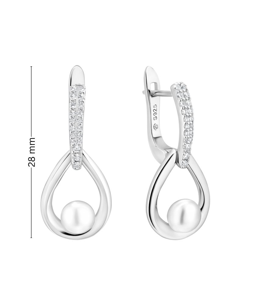 Sudraba auskari ar pērlēm un cirkonijiem