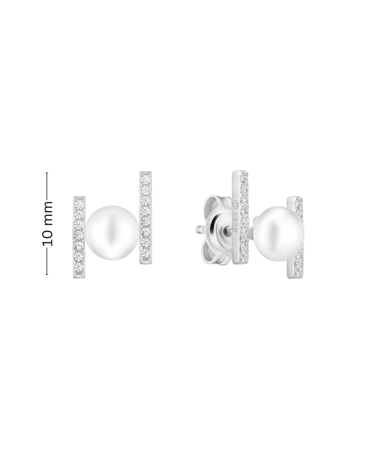 Серьги из серебра с жемчугом и цирконами