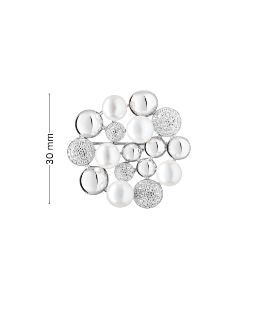 Sudraba sakta ar pērlēm un cirkonijiem