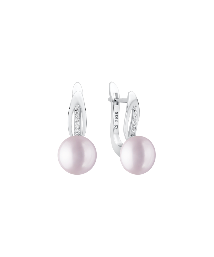 Серьги из серебра с жемчугом и цирконами