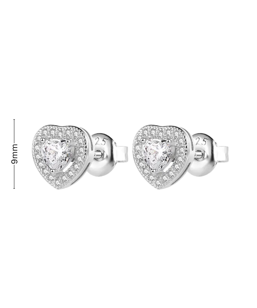 Серьги из серебра с цирконом "Сердце"