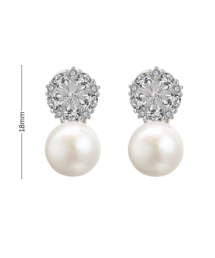 Sudraba auskari ar pērlēm un cirkonijiem