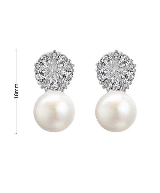 Серьги из серебра с жемчугом и цирконами