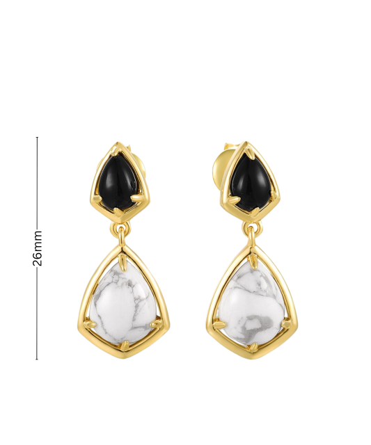 Apzeltīt sudraba auskari ar cirkoniem un ahāts