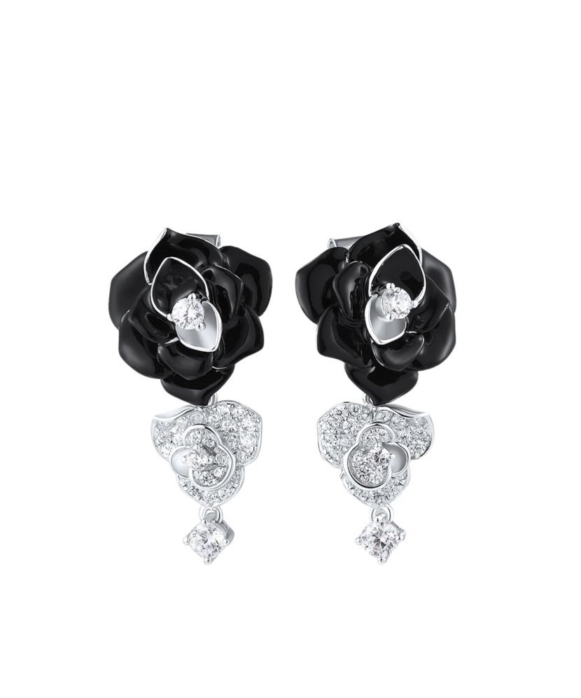 Sudraba auskari ar emalju un cirkonijiem