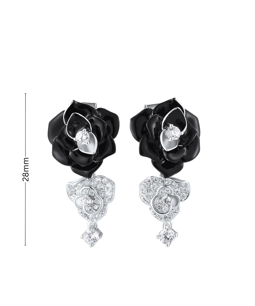 Sudraba auskari ar emalju un cirkonijiem