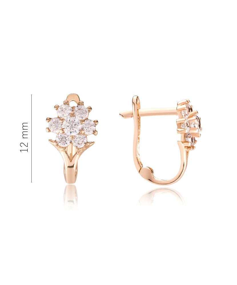 Zelta auskari ar cirkonijiem "Puķītes"