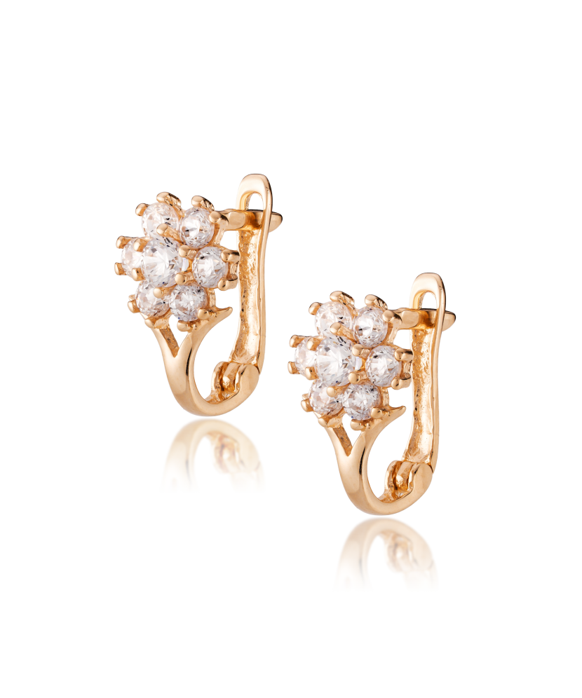 Zelta auskari ar cirkonijiem "Puķītes"