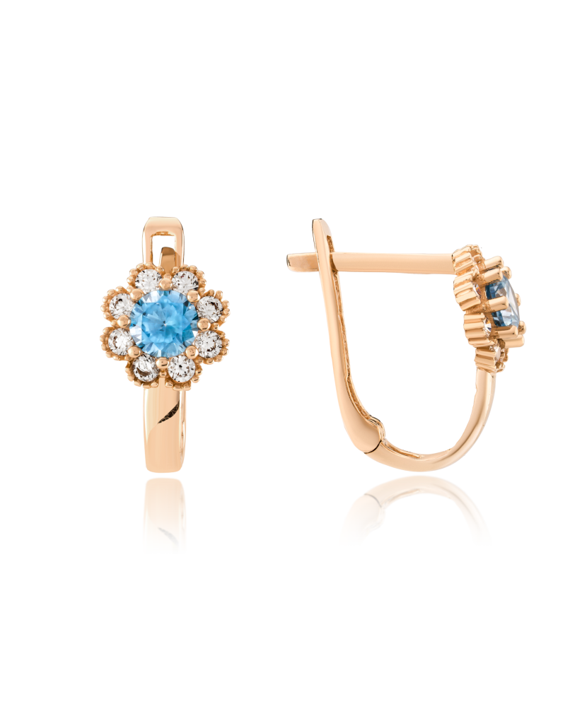 Zelta auskari ar cirkonijiem "Puķītes"