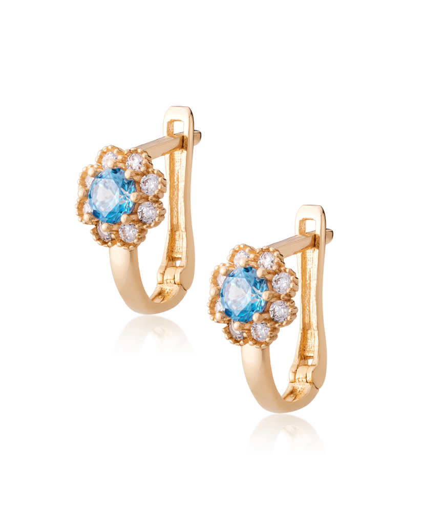 Zelta auskari ar cirkonijiem "Puķītes"