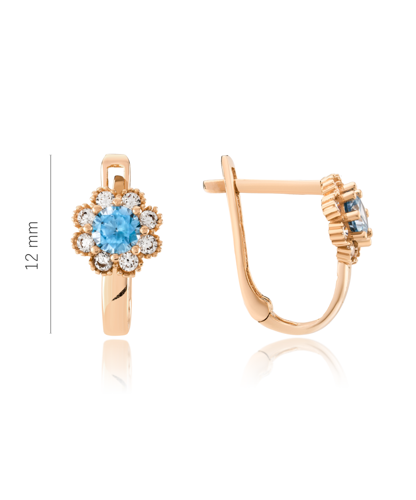 Золотые серьги с цирконами "Цветочки"