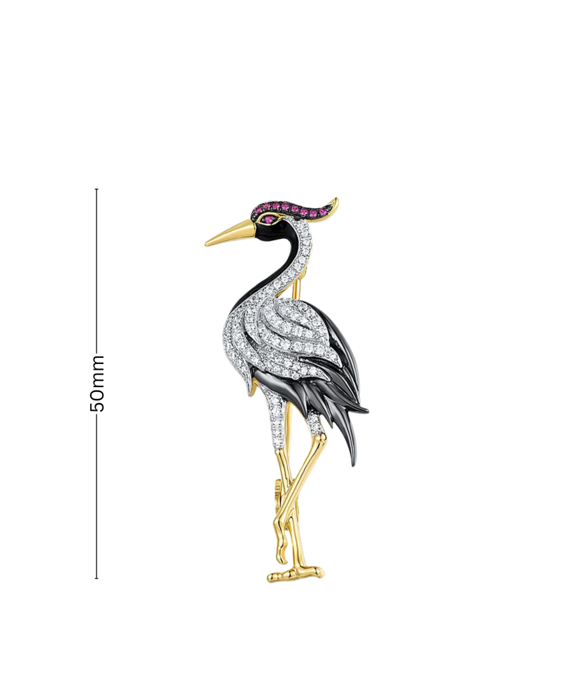 Брошь из золочёного серебра с цирконами