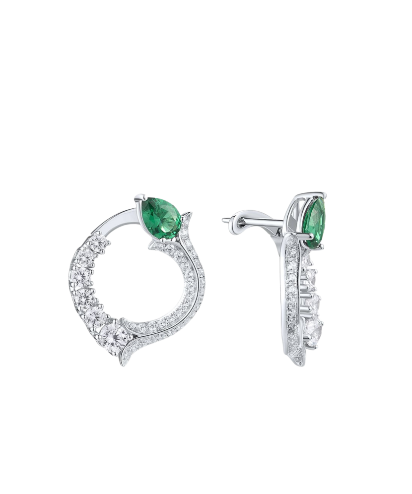 Sudraba auskari ar cirkonijiem un špineļiem