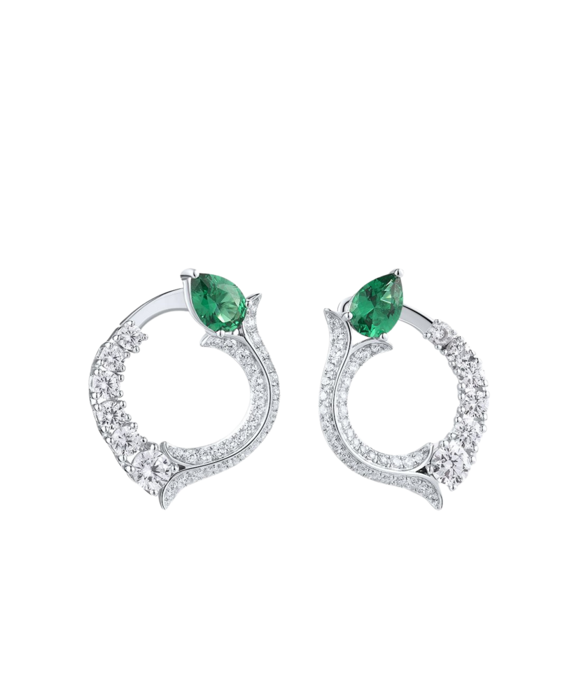 Серьги из серебра с цирконом и шпинели