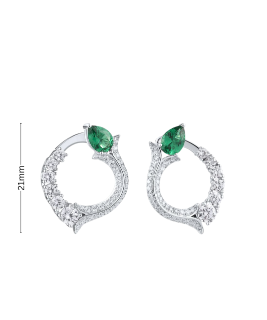 Серьги из серебра с цирконом и шпинели