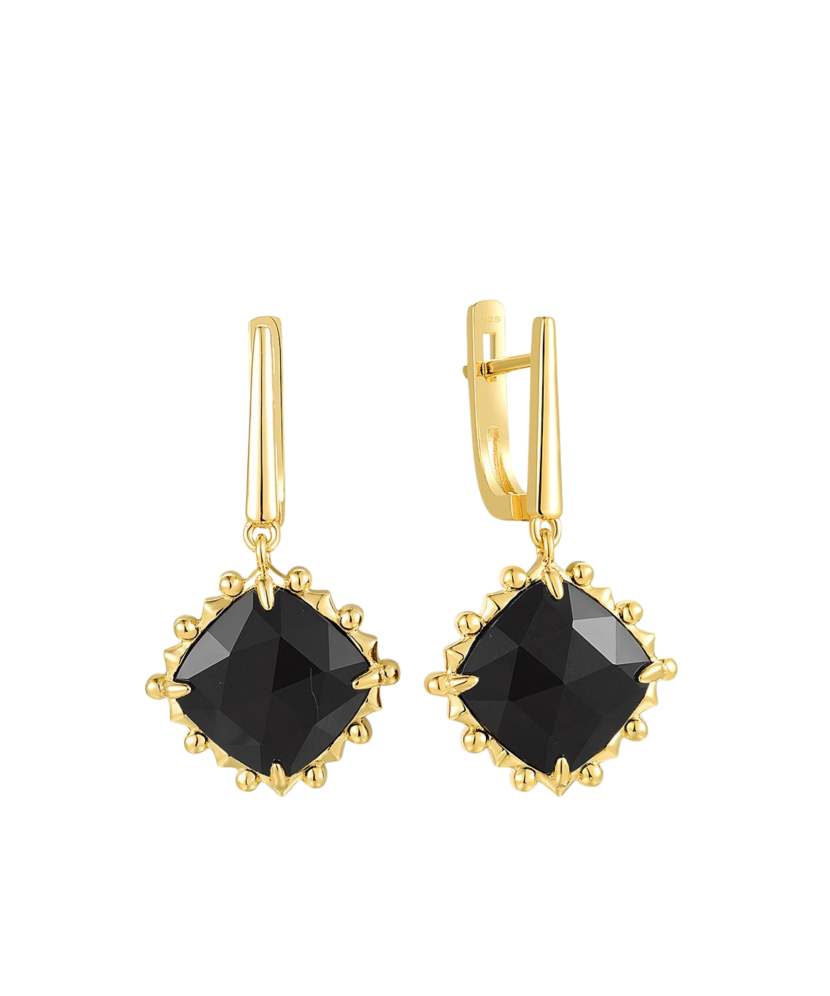 Apzeltīti sudraba auskari ar ahātu