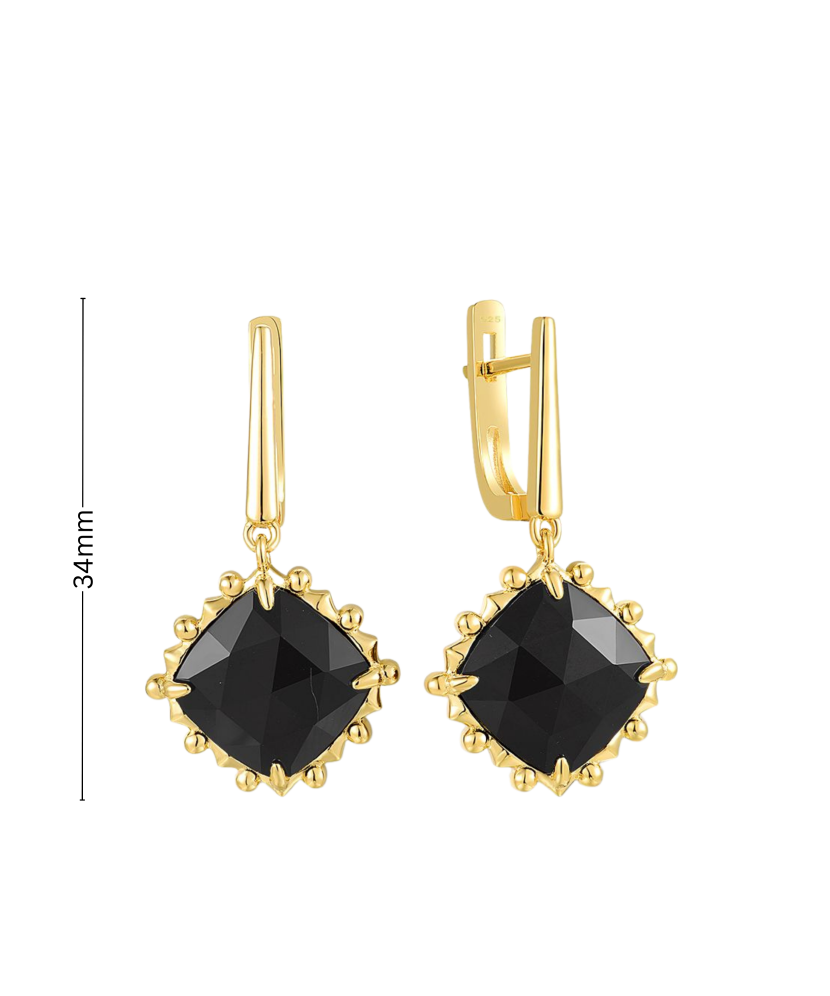 Apzeltīti sudraba auskari ar ahātu