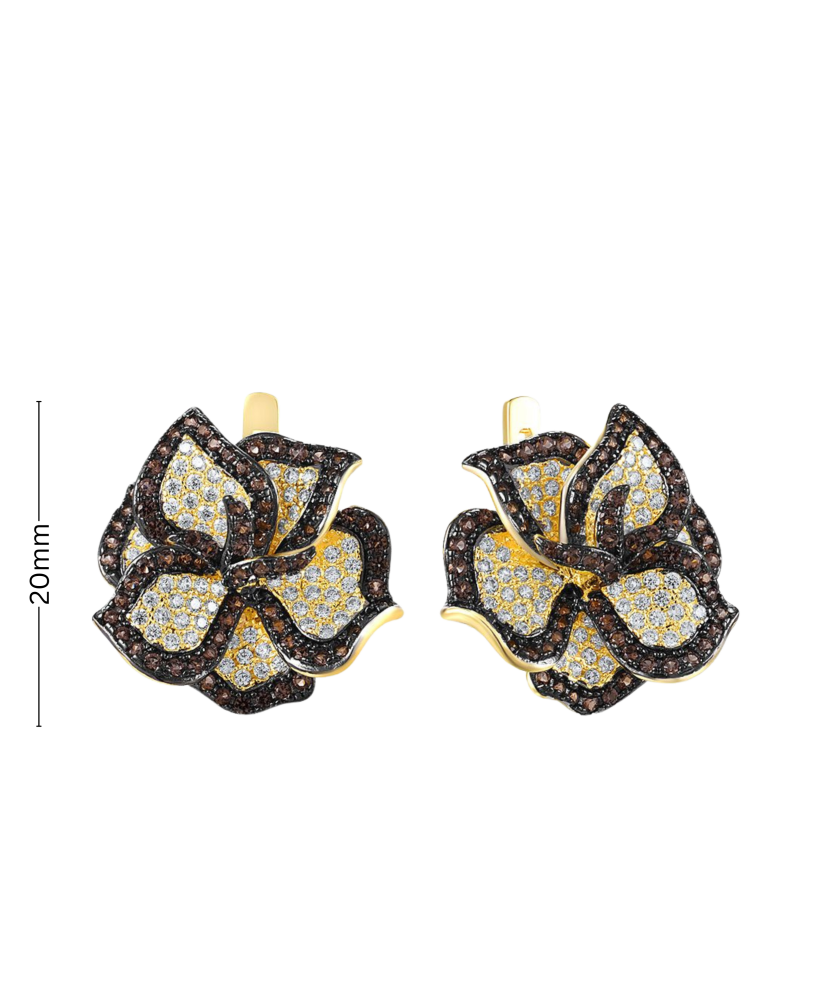 Apzeltīt sudraba auskari ar spineļiem un cirkoniem