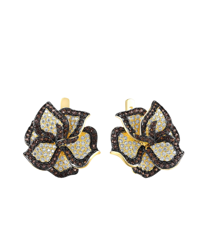 Apzeltīt sudraba auskari ar spineļiem un cirkoniem