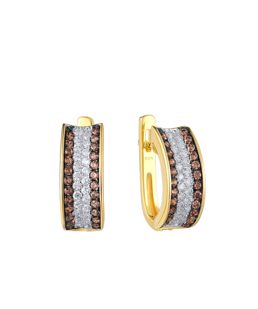 Apzeltīti sudraba auskari ar cirkonijiem