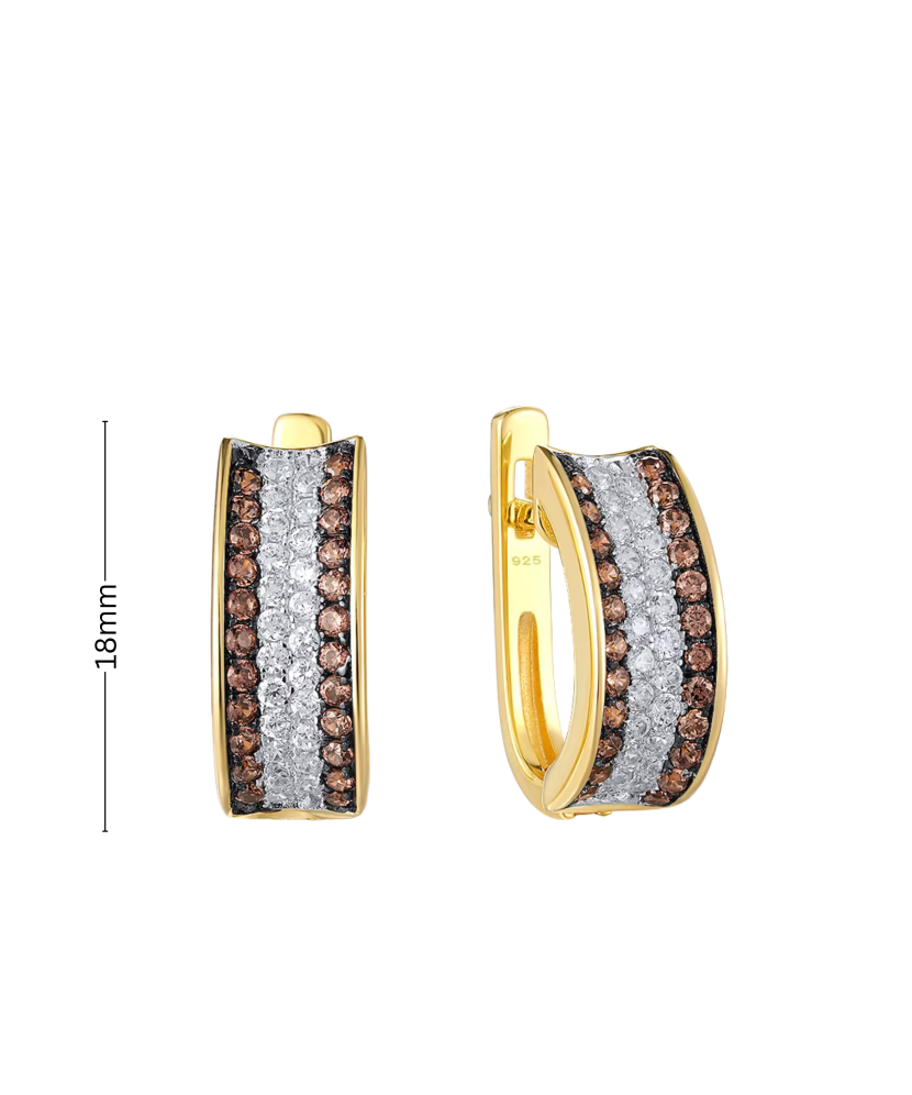 Apzeltīti sudraba auskari ar cirkonijiem