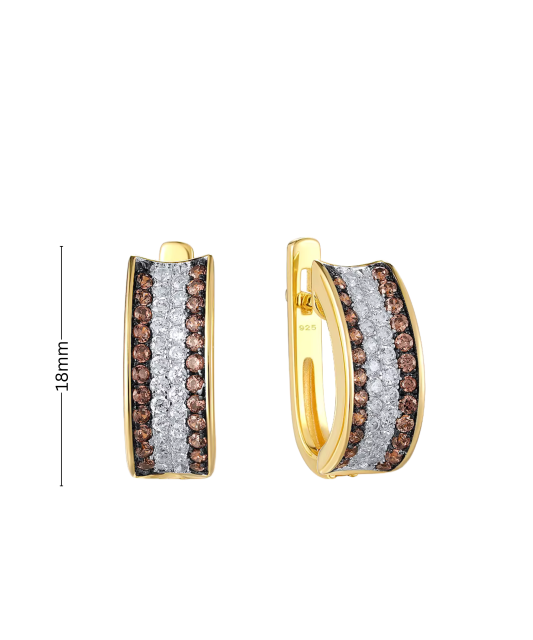 Apzeltīti sudraba auskari ar cirkonijiem