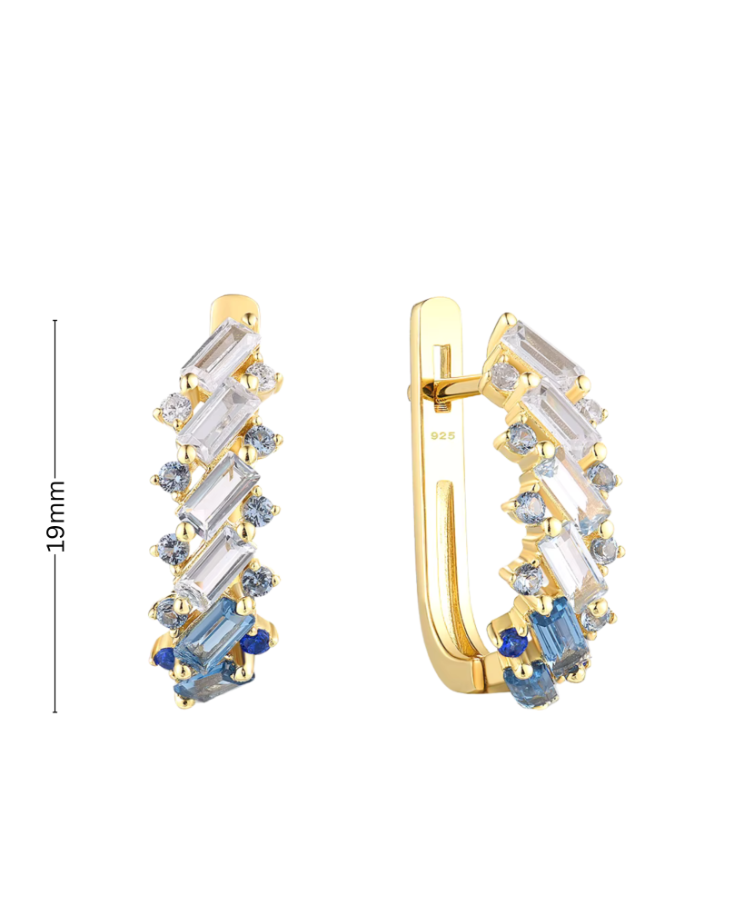 Apzeltīt sudraba auskari ar spineļiem un cirkoniem