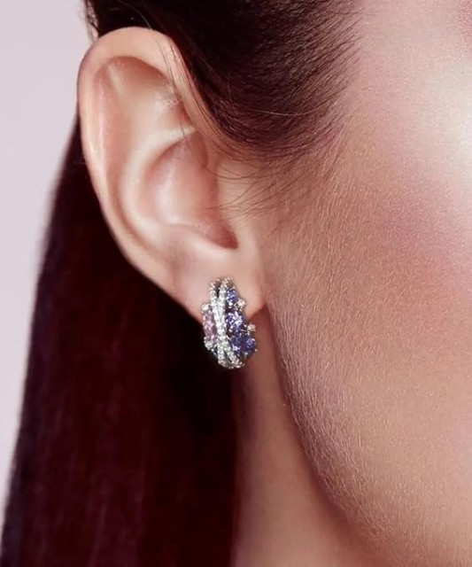 Sudraba auskari ar ametistiem un cirkonijiem