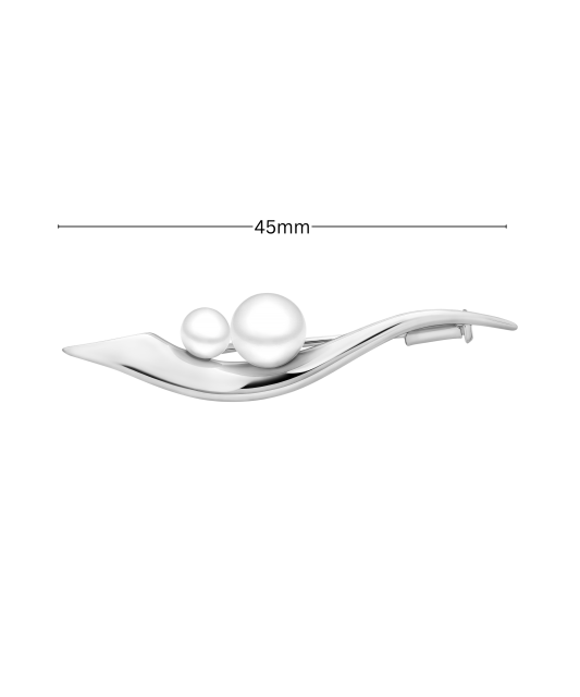 Серебряная брошь с жемчугом и цирконами