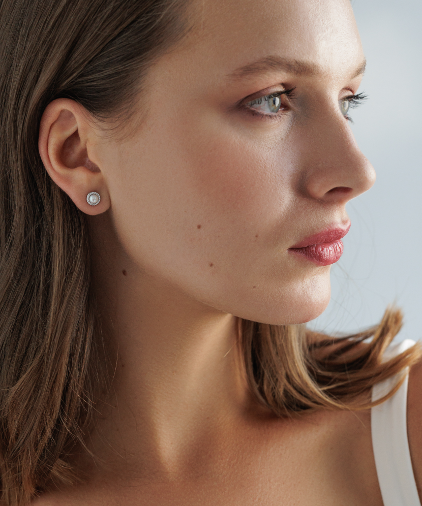 Sudraba auskari ar pērlēm un cirkonijiem