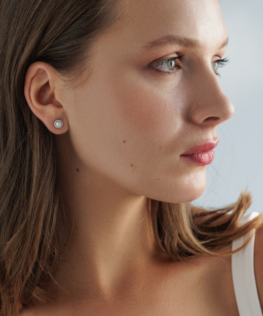 Sudraba auskari ar pērlēm un cirkonijiem