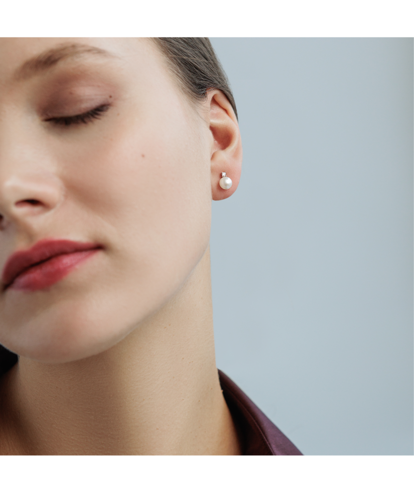 Sudraba auskari ar pērlēm un cirkonijiem