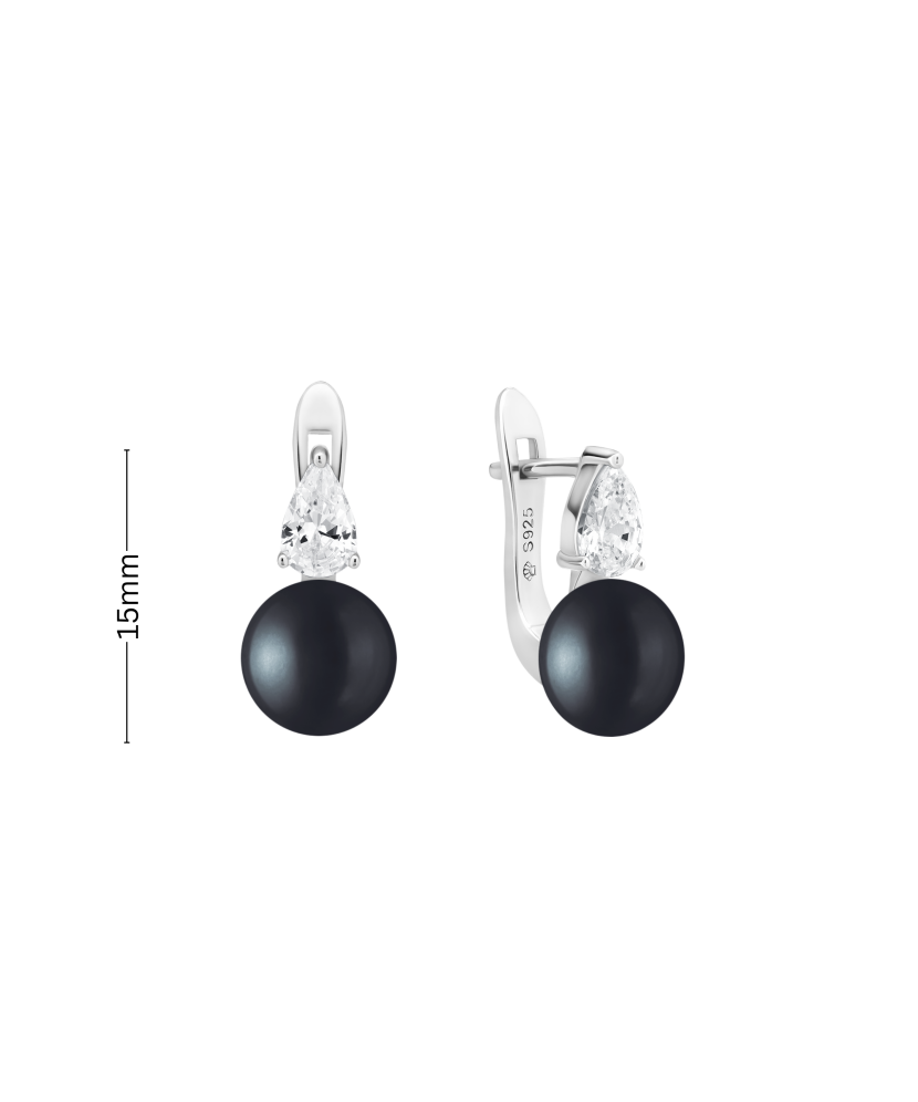 Sudraba auskari ar pērlēm un cirkonijiem