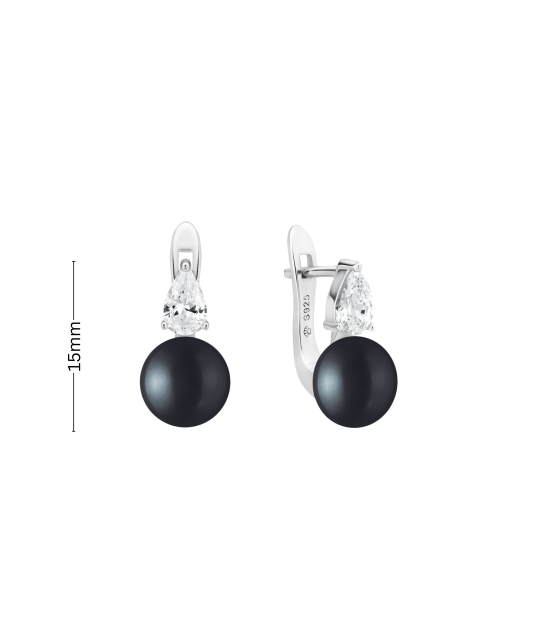 Sudraba auskari ar pērlēm un cirkonijiem