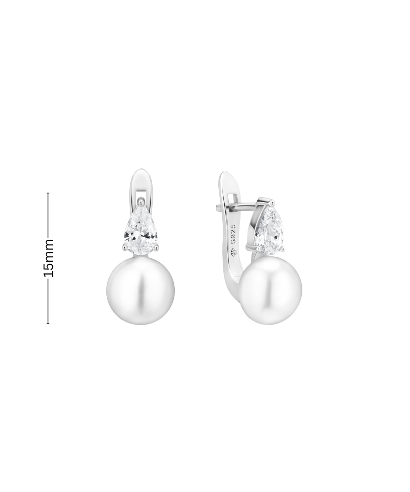 Sudraba auskari ar pērlēm un cirkonijiem