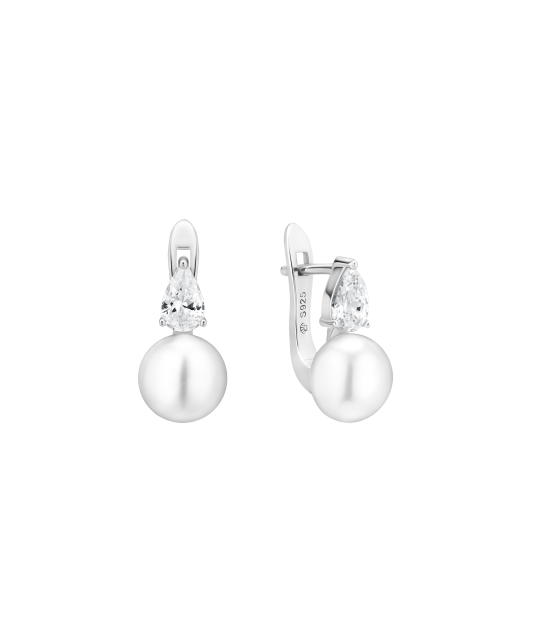 Sudraba auskari ar pērlēm un cirkonijiem