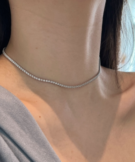 Серебряный цепочка с цирконами 2mm